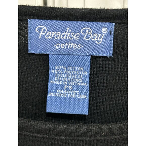 Paradise Bay Cardinal Christmas Long Sleeve Top Black Red Small Petite Holiday - Picture 5 of 9